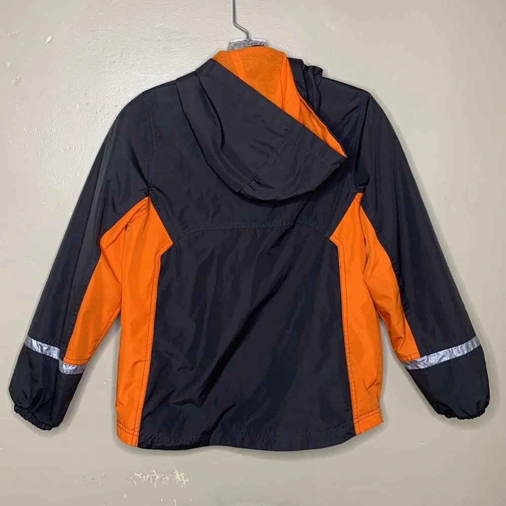 LONDON FOG Jacket Gray Orange Zip Front Zip Pockets Hood Boys Medium 10-12